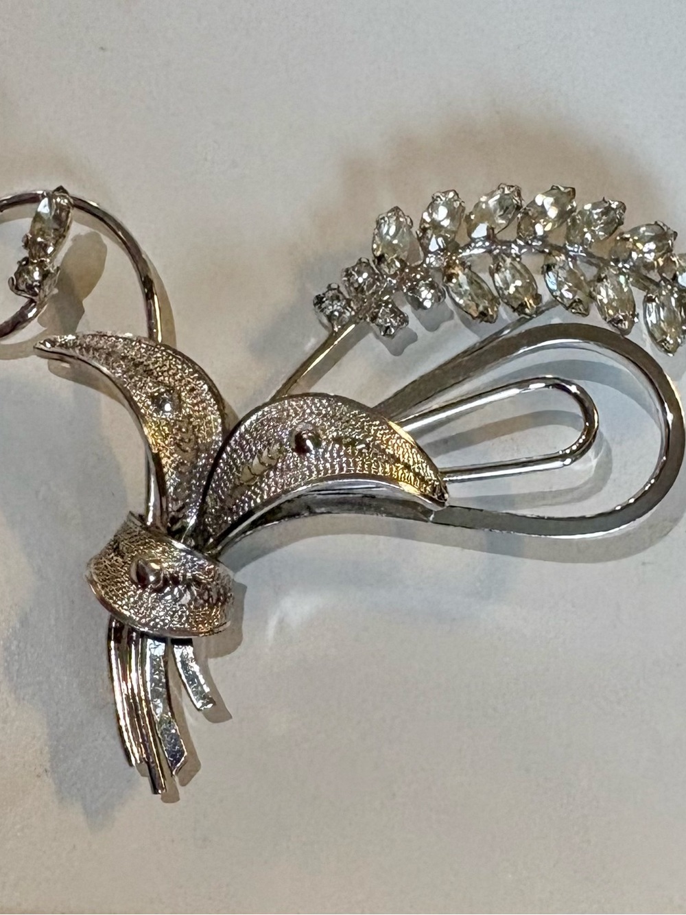 Sterling Silver “Jay Flex” Crystal Floral Statement Brooch Elegant Women Jewelry
